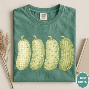 Comfort Colors® Faux Patchwork Pickles Shirt, Pickle Lover Shirt, Cute Pickle Shirt, Pickle Queen Shirt, Funny Pickle Shirt, Foodie Shirt