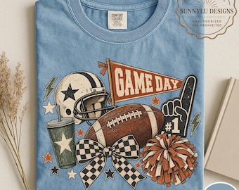 Comfort Colors® Game Day Football Shirt, Retro Football Season Tee, Vintage Football Fan Shirt, Football Mom Shirt, Fall Football Graphic