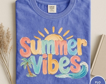 Comfort Colors® Summer Vibes Shirt, Hello Summer Shirt, Cute Summer Shirt, Coastal Summer Graphic Tee, Retro Beach Shirt, Vacation Vibes Tee