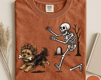 Comfort Colors® Halloween Yorkie Dog Shirt, Halloween Dog Shirt, Funny Yorkie Shirt, Funny Halloween Shirt, Funny Skeleton Tee, Spooky Tee