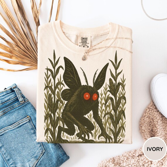 Comfort Colors® Mothman Shirt, Creepy Mothman Shirt, Cryptid Lover Shirt, Cryptid Lover Gift, Paranormal Shirt, Cryptid Fan Gift, Goblincore