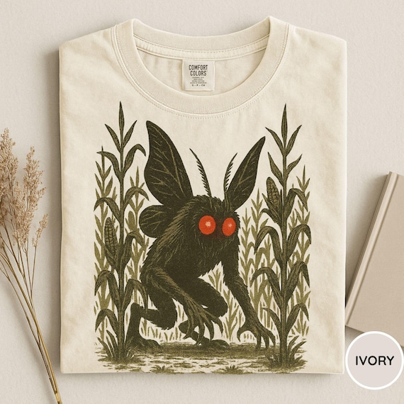 Comfort Colors® Mothman Shirt, Creepy Mothman Shirt, Cryptid Lover Shirt, Cryptid Lover Gift, Paranormal Shirt, Cryptid Fan Gift, Goblincore