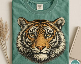 Comfort Colors® Vintage Tiger Shirt, Tiger Graphic Tee, Wild Cat Shirt, Tiger Lover Shirt, Wildlife Nature Graphic Tee, Big Cat Lover Shirt