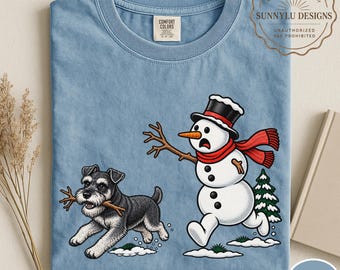 Comfort Colors® Christmas Schnauzer Dog Shirt, Christmas Dog Shirt, Funny Schnauzer Shirt, Funny Christmas Shirt, Funny Snowman Tee, Holiday