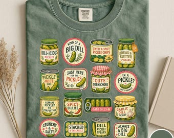 Comfort Colors® Pickle Lover Shirt, Funny Dill Pickle Graphic Tee, Pickle Jar Shirt, Vintage Cottagecore Pickle Shirt, Big Dill Shirt, Snack