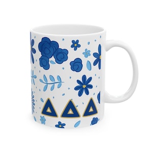 Greek Sorority Mug, Tri Delta, Delta Delta Delta Drinkware, Sorority Gift, Fall Rush Present, Ceramic Cup, Greek Life, Sorority Merch Gifts
