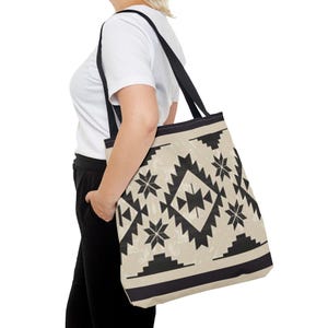 Creme und Schwarz Azteken-Einkaufstasche | Wiederverwendbare Einkaufstasche für umweltfreundlichen Stil, Strandtasche, Reisetasche, einzigartiges Gfit, Boho Dekor, Pool-Tasche