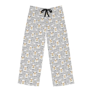 Cozy Winter Pajama Pants, Cute Men&#39;s Sleepwear, Sheep PJ Bottoms, Funny Animal Print Bottoms, Counting Sheep Bedtime PJ&#39;s