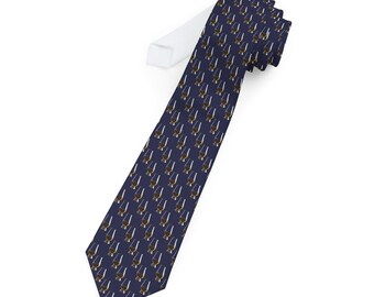 Cravate Pour Homme Frederick Thomas - Bleu Marine Foncé, Motif Avion Concorde - Designer, Fait Main