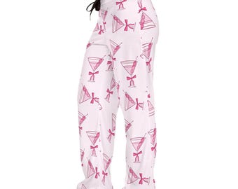 Chic Martini Print Pajama Pants for Women, Perfect for Lounging, Sleepwear, & Gifts for Her, Party Nights, Celebrate in Style, Relaxing
