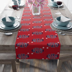 Let&#39;s Go Pats Table Runner, New England Patriots Theme, NFL Football Tablecloth, Football Table Cover, Super Bowl Party Supplies, Patriot&#39;s