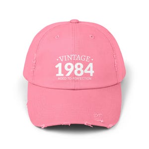 Custom Vintage 1984 (Any Year) Distressed Cap, Unisex Baseball Hat, Gift for Birthday, Aged to Perfection, Casual Everyday Wear, Retro Gift