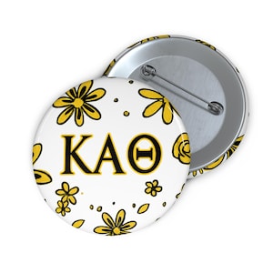 Greek Sorority Pin Buttons, Sorority Symbol Button, Kappa Alpha Theta Floral Design, Game Day Apparel, Theta Rush Gifts