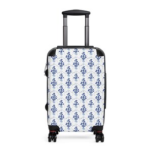 Chinoiserie Pattern Blue Chinoiserie Floral Pattern Suitcases, Elegant Floral Suitcase, Travel Luggage, Stylish Carry-On, Chic Luggage