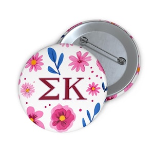 Greek Sorority Pin Buttons, Sorority Symbol Button, Sigma Kappa Lavender Floral Design, Sig Kap Game Day Apparel, Sigma Kappa Rush Gifts