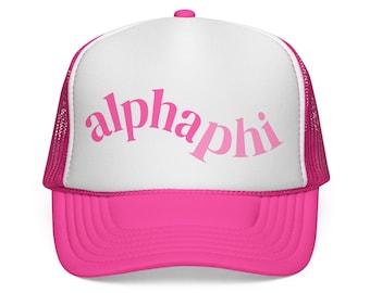 Pink Wave Alpha Phi Trucker Cap, Sorority APhi Hat, A Phi Greek Life Apparel, Sorority Rush Gift, Lil Sister Ball Cap, Alpha Phi Game Day
