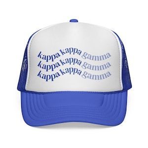 Blue Wave Kappa Kappa Gamma Trucker Cap, Sorority KKG Hat, Greek Life Apparel, Rush Gift, Lil Sister Cap, Game Day Ball Cap, Sorority Merch
