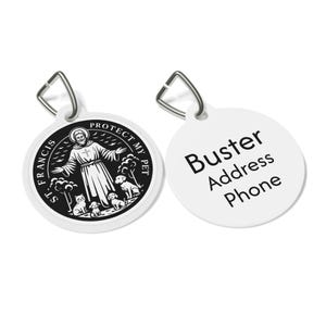 Personalized Pet Tag - Saint Francis Design, Dog ID Tag, Cat Collar Tag, Custom Pet Name Tag, Pet Memorial Tag, Gift for Pet Lovers