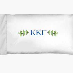 Greek Letters Pillowcase, Sorority Bedding for Kappa Kappa Gamma, Dorm Room Decor, Rush Gift, KKG Sorority Pillow Cover, Sorority Merch
