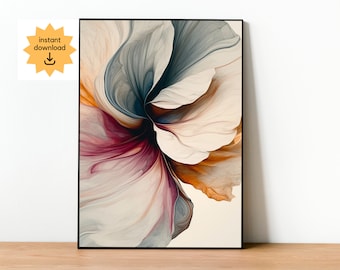 Flower Elegance: Chic Printable Large Statement Wall Art, Contemporary Floral Digital Download for Home Styling
