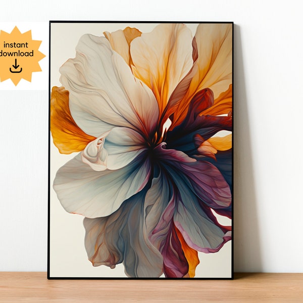 Flower Symphony: Contemporary Poster for Instant Download, Digital Printable Large Statement Art for Wall Decoration