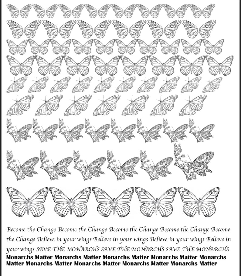 Butterfly Decals, Full Sheet, Monarch Butterfly Decals, Painting with Fire, Decals for enamel, Enamel, Ceramic Decals, Ceramics, or Glass image 1