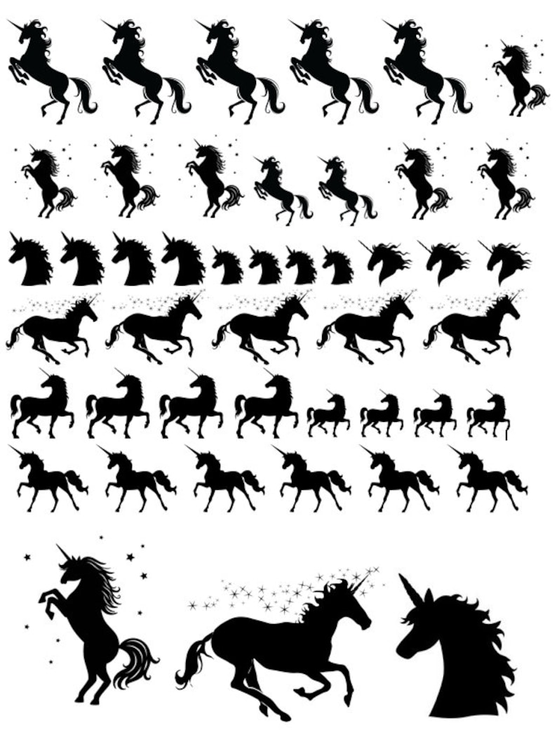 Unicorn, Unicorn Decals, Full Sheet, Decals for Enameling, Decal for Enamel, Decal Sheet, Ceramic Decals for Enamel, Ceramics, or Glass image 1