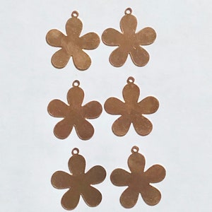 5 Petal Flower, Qty 6, Copper Flower, Copper Blank, Copper Stamping, Copper Form, Copper Component, Copper, Copper Shape, Painting with Fire