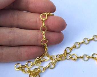 Chain, Rolo Chain,  Gold Colored Chain, Light Weight Chain, Decorative Chain, Nickel-Free Chain, Painting With Fire, Beading, Circle Chain