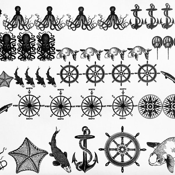 Nautical Decals, Half sheet, Waterslide Decals, Enamel, Painting with Fire, Decals for enamel, Enamel, Ceramic Decals, Ceramics, or Glass