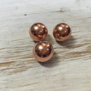 Copper Beads, 3 pk Metal Beads, Copper Rounds, 16 mm Copper Beads, Beads for Enameling, Beads for Jewelry Making,
