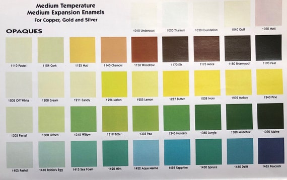 Thompson Enamel Transparent Color Chart