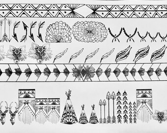 Boho Tribe, Tribal, Half sheet, Waterslide Decals, Enamel, Painting with Fire, Decals for enamel, Enamel, Ceramic Decals, Ceramics, or Glass