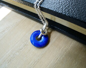 Blue lapis lazuli pendant necklace, Silver wire wrapped, Rustic silver jewelry, Gift for her, One of a kind, Jewelry sale