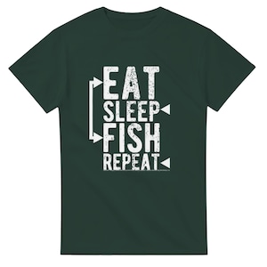 Funny Fishing T-Shirt - Eat Sleep Fish Repeat - Gift for Anglers