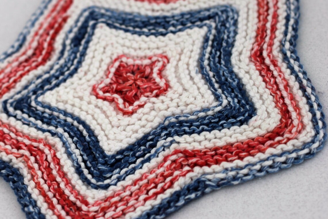Stars and Stripes Dishcloth Knitting Pattern Patriotic Fourth Etsy