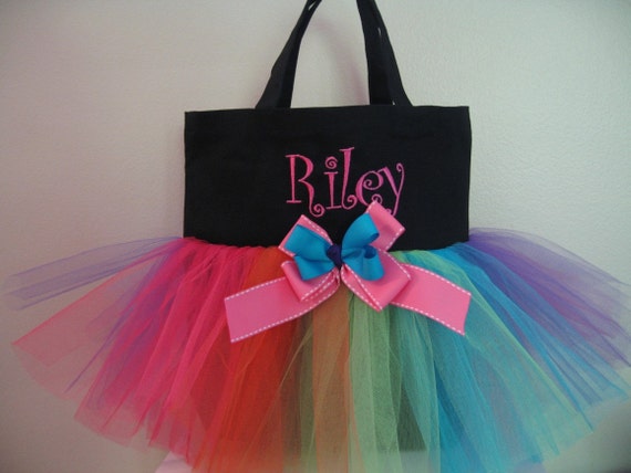Items similar to Tutu Tote Bag - Rainbow - Tye Dye dance bag on Etsy