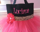 Embroidered Dance Bag - Cheetah and Pink Tutu Tote bag