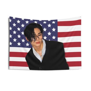 Enha Niki Glasses America Flag Banner, Enha Niki Kpop Flag, Enha Niki Tour 2025 Merch, Gift Ideas Kpop Fans, Birthday Gift & Concert Merch