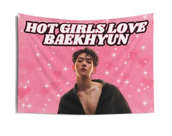 Exo Baekyun Hot Girls Pink Concert Banner, Exo Members Kpop Flag, Exo 2025 Tour Merch, Gift Ideas for Exol, Birthday Gift & Concert Merch