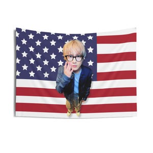 Jungwon Blonde America Flag Banner, Jungwon Custom Kpop Flag, Jungwon Kpop Merch, Gift Ideas for Fangirls, Birthday Gift & Concert Merch
