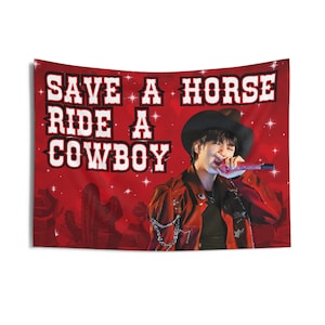 Seokjin Tour Jin Cowboy Flag Banner, Jin Custom Kpop Flag, Jin Tour Merch, Gift Ideas for Fangirls, Birthday Gift & Concert Merch