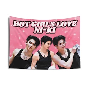 Enha Niki Black Tee Hot Girls Concert Banner, Enha Ni-ki Kpop Flag, Enha Niki Merch, Gift Ideas for Fangirls, Birthday Gift & Concert Merch