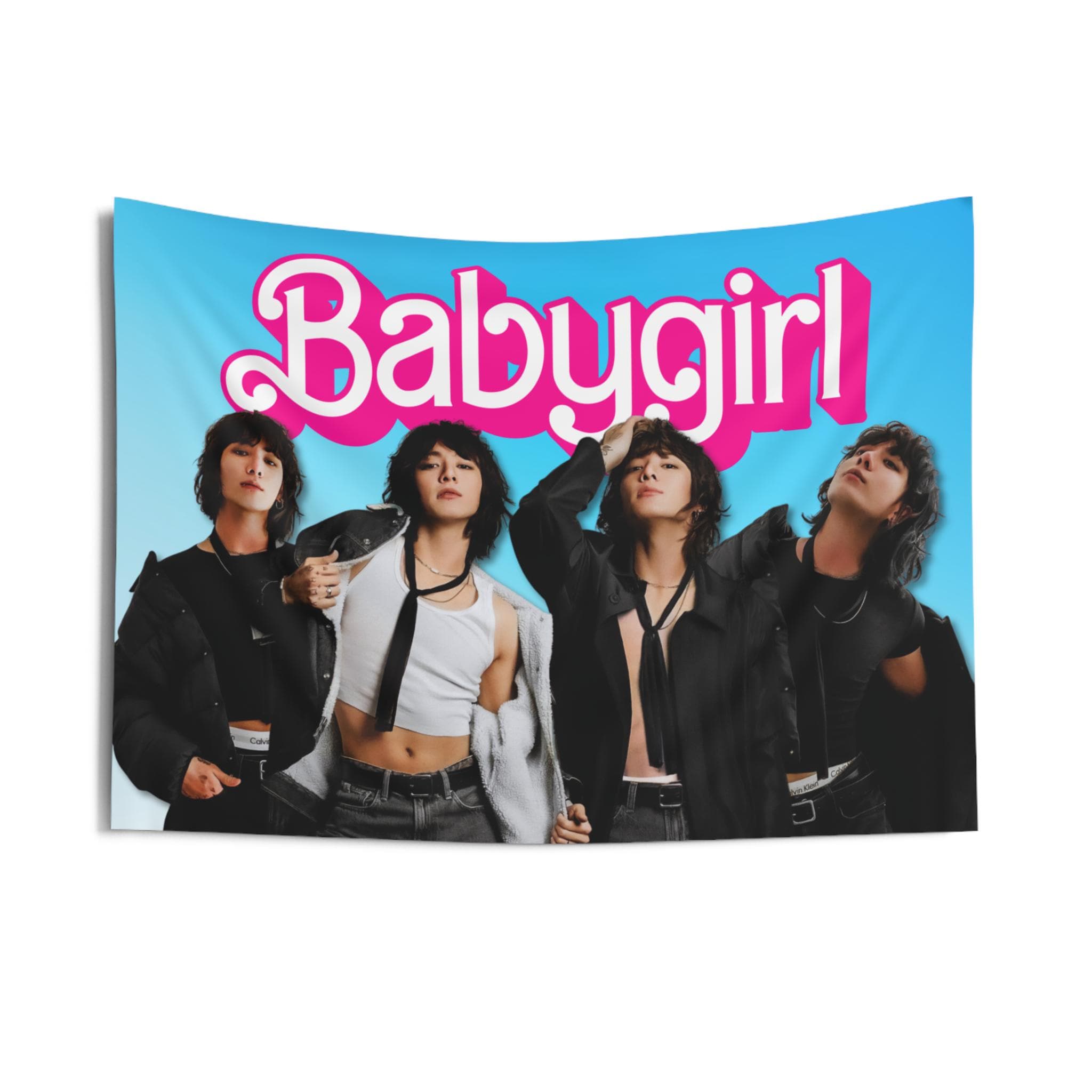 Jungkook Babygirl Croptop Flag Banner, Jk Custom Kpop Flag