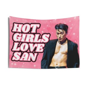 Ateez San Abs Hot Girls Banner, Ateez Kpop Flag, Ateez Tour 2025 Merch, Gift Ideas for Atiny, Birthday Gift & Concert Merch
