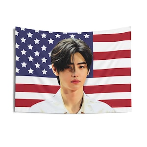 Enha Sunghoon Facecard America Flag Banner, Enha Sunghoon Kpop Flag, Sunghoon Kpop Merch, Gift Idea Kpop Fans, Birthday Gift & Concert Merch