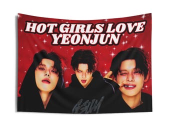 Yeonjun Red Hair Hot Girls Flag Banner, Yeonjun Custom Kpop Flag, Yeonjun Merch, Gift Ideas for Fangirls, Birthday Gift & Concert Merch