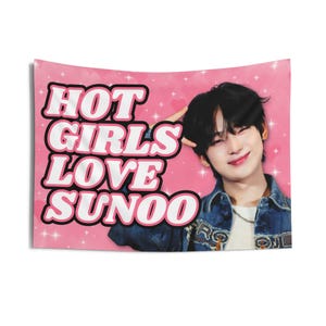 Enha Sunoo Denim Hot Girls Concert Banner, Enha Sunoo Kpop Flag, Sunoo Kpop Merch, Gift Ideas for Fangirls, Birthday Gift & Concert Merch