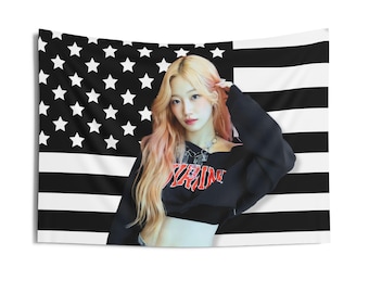 Kazuha Crop Top America Flag Banner, Kazuha Custom Kpop Flag, Kazuha Merch, Gift Ideas for Fangirls Fanboys, Birthday Gift & Concert Merch