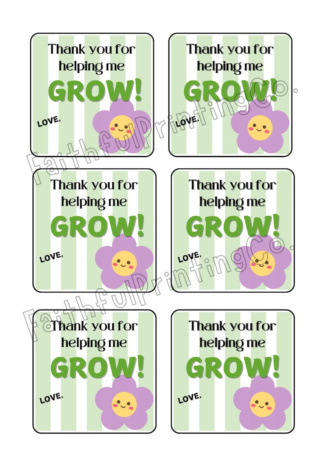 Thank You for Helping Me GROW! Teacher Appreciation, Daycare Provider ...